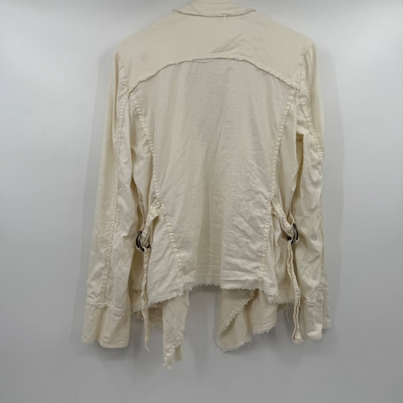 Free People Jacket Women Medium Ivory Rae Femme Linen Blend Waterfall Raw Hem - Picture 8 of 14